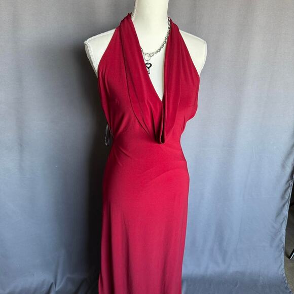 Red halter cowl neck dress - Picture 1 of 7